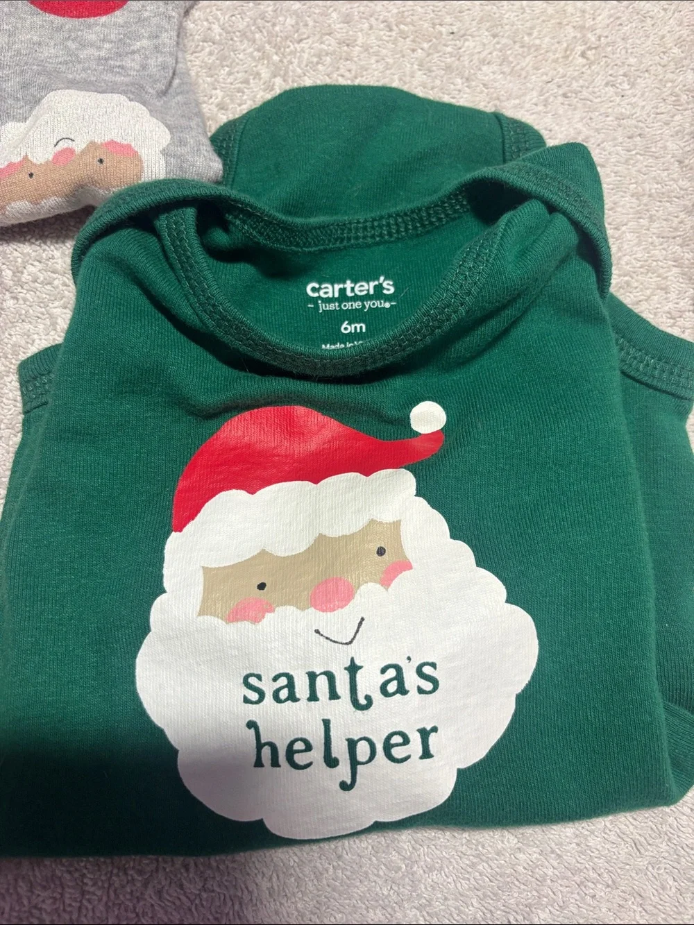 Carter's Holiday Baby Tees in Red, Green & Gray
